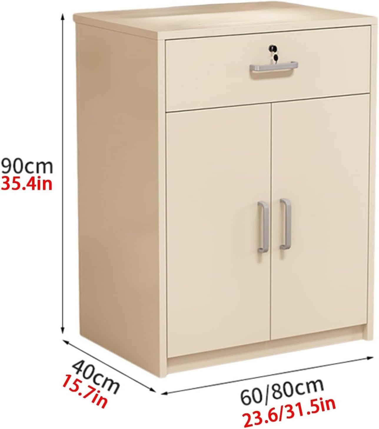 Reception Desk, Simplicity Front Counter Desk, Reception Room Table, Reception Counter with Lockable Drawers, Lobby Retail Checkout Counter Table(Black,23.6inch/60cm