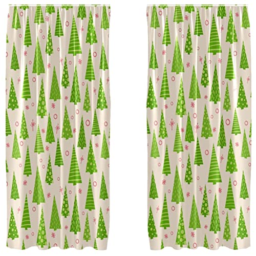 Cortinas de árbol de Navidad dormitorio y sala paneles 55 x 84 pulgadas estampado víspera 2