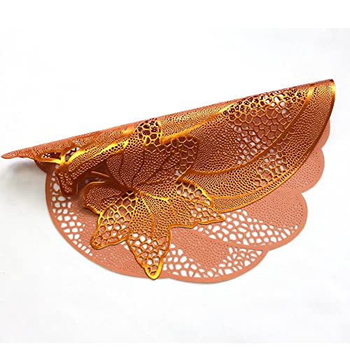 Wintop 16.5“×17" Pressed Vinyl Metallic Thanksgiving Placemats For Dining Table Set Of 6, Fall Harvest Place Mats Halloween Table Decoration，Pumpkin #TOP3