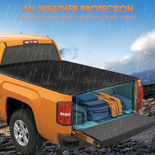 Image of Nilight Soft Roll-Up Tonneau Cover Compatible with Chevy Silverado /GMC Sierra 1500 2007 2008 2009 2010 2011 2012 2013- 5.8ft Truck Bed Cover