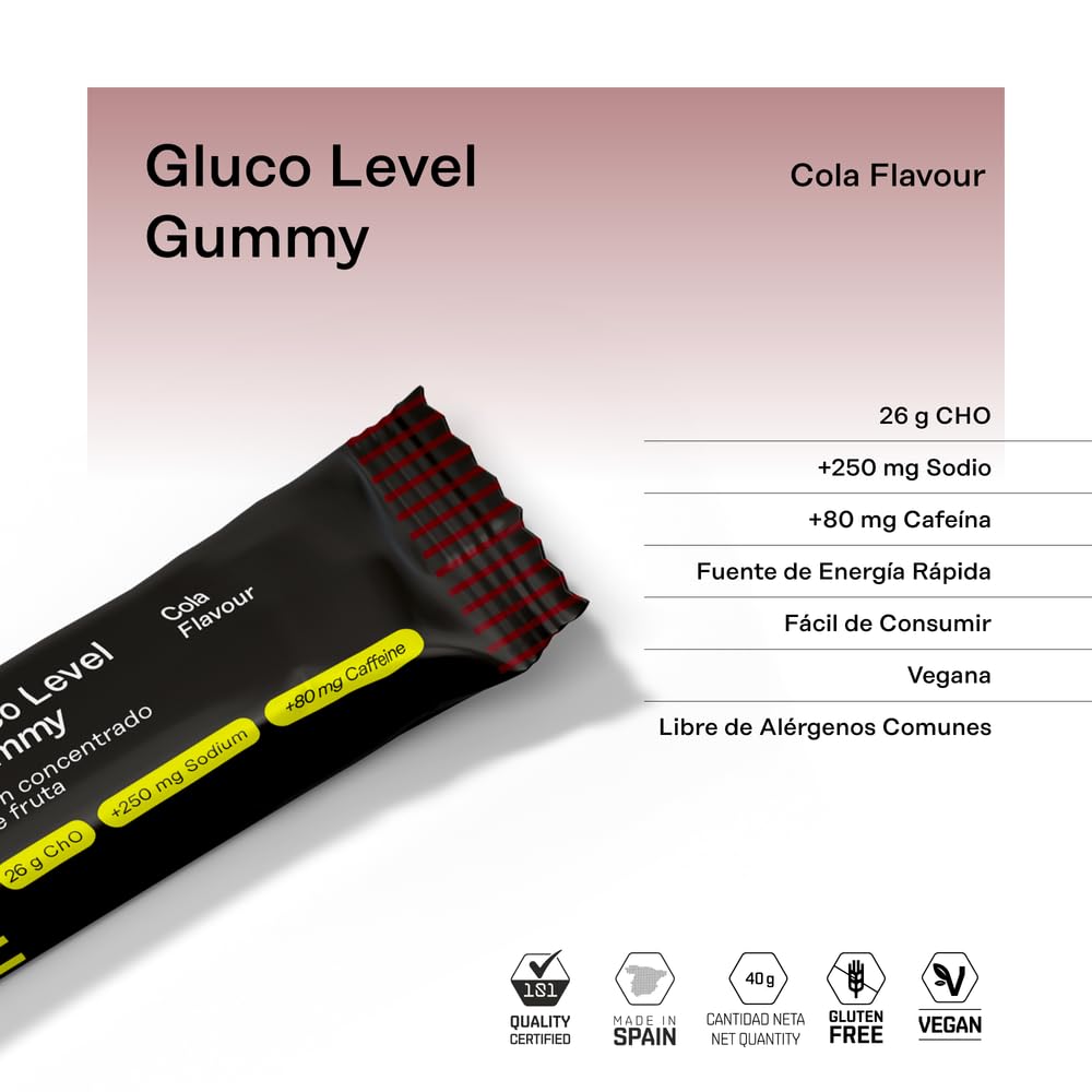 101 Other Level Barritas Energéticas Gummy Pack 30 Barritas de 40 gr - Sabor Cola - Gominolas Deportivas de Carbohidratos para Ciclismo, Running y Trail - Energía Rápida y Fácil Digestión