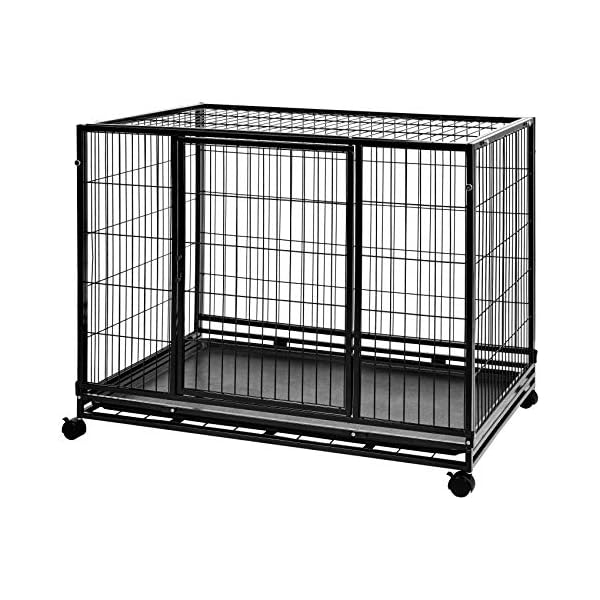 Amazon Basics Heavy Duty Stackable Pet Kennel with Tray, 42-inch Amazon Basics Heavy Duty Stackable Pet Kennel with Tray, 42-inch