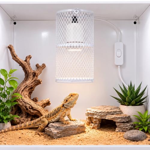 Image of VIHOSE 1 Pcs Reptile Heat Lamp Guard Anti Scald, 4 Inch, White, White