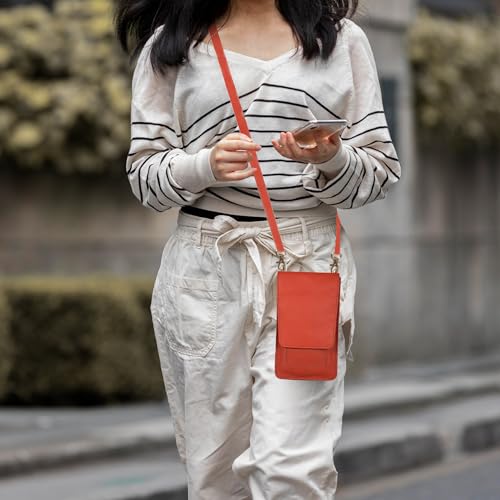 Image of Oak Leathers Small Crossbody Bag For Women - Mini Cell Phone Purse - Crossover Wallet Bag With Adjustable Shoulder Strap