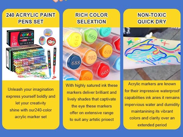 Amamao 120 Colors Acrylic Paint Markers, Soft Brush Tip Pens and Markers, Acrylic Paint Pens for Wood, Stone, Canvas, Glass, Fabric, Egg, Rock Painting and DIY Crafts Art Supplies - Image 8