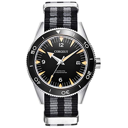 Montre automatique homme Corgeut mécanique avec bracelet nylon et cadran analogique