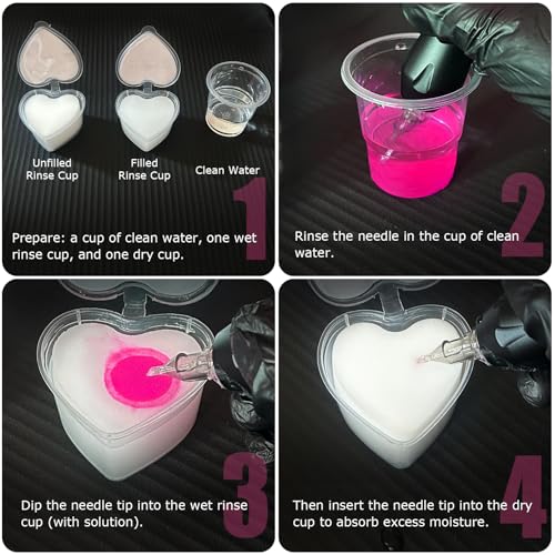 48Pcs Heart-Shaped Dip Foam Cup- Tattoo Supplies Disposable Individually Wrapped Rinse Cups for Color Switching & Needle Wet/Dry Cleaning