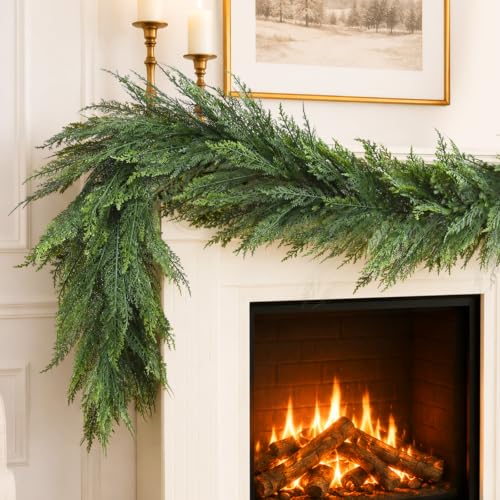 6FT Christmas Garland Soft Layered Greenery Real Touch Cedar Garland - image 1