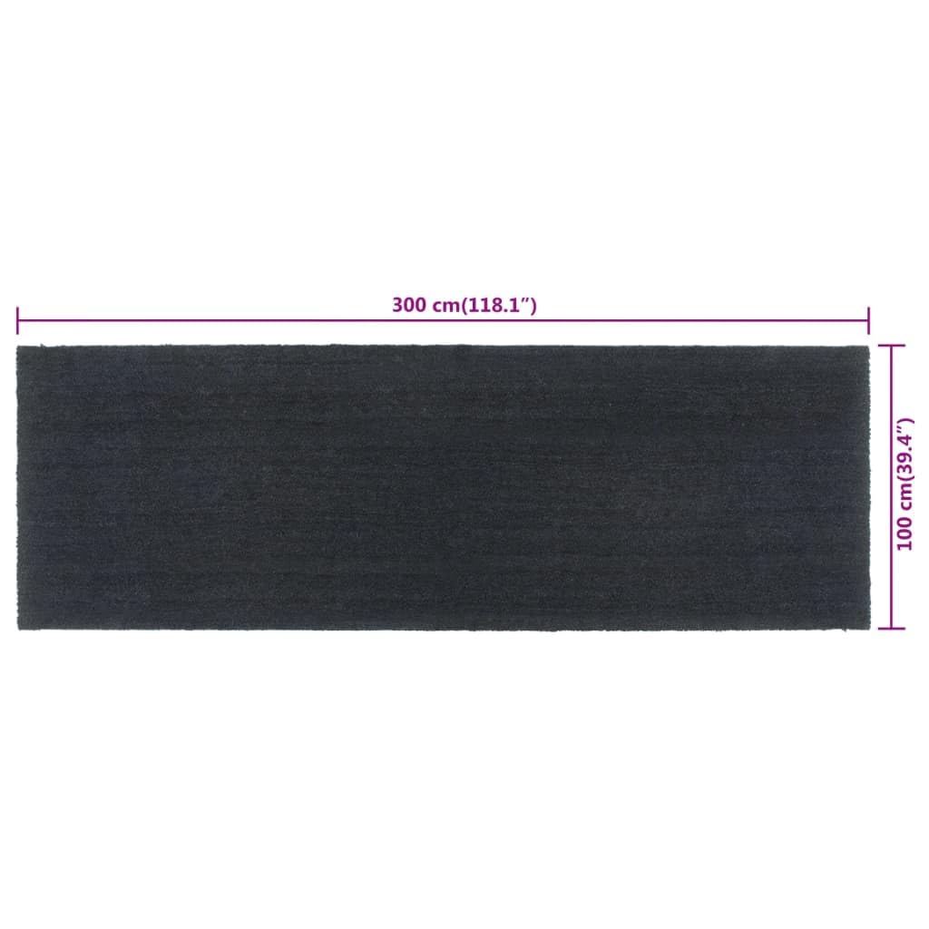 Felpudo gris oscuro de fibra de coco 100 x 300 cm con base antideslizante de PVC para interior y exterior, entrada pasillo, terraza, jardín