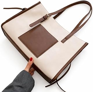 HANILUX Women’s Striped PU Handbag | Large Capacity Tote Bag | 3 Compartment Shoulder Bag for Women | Stylish Ladies Purse...