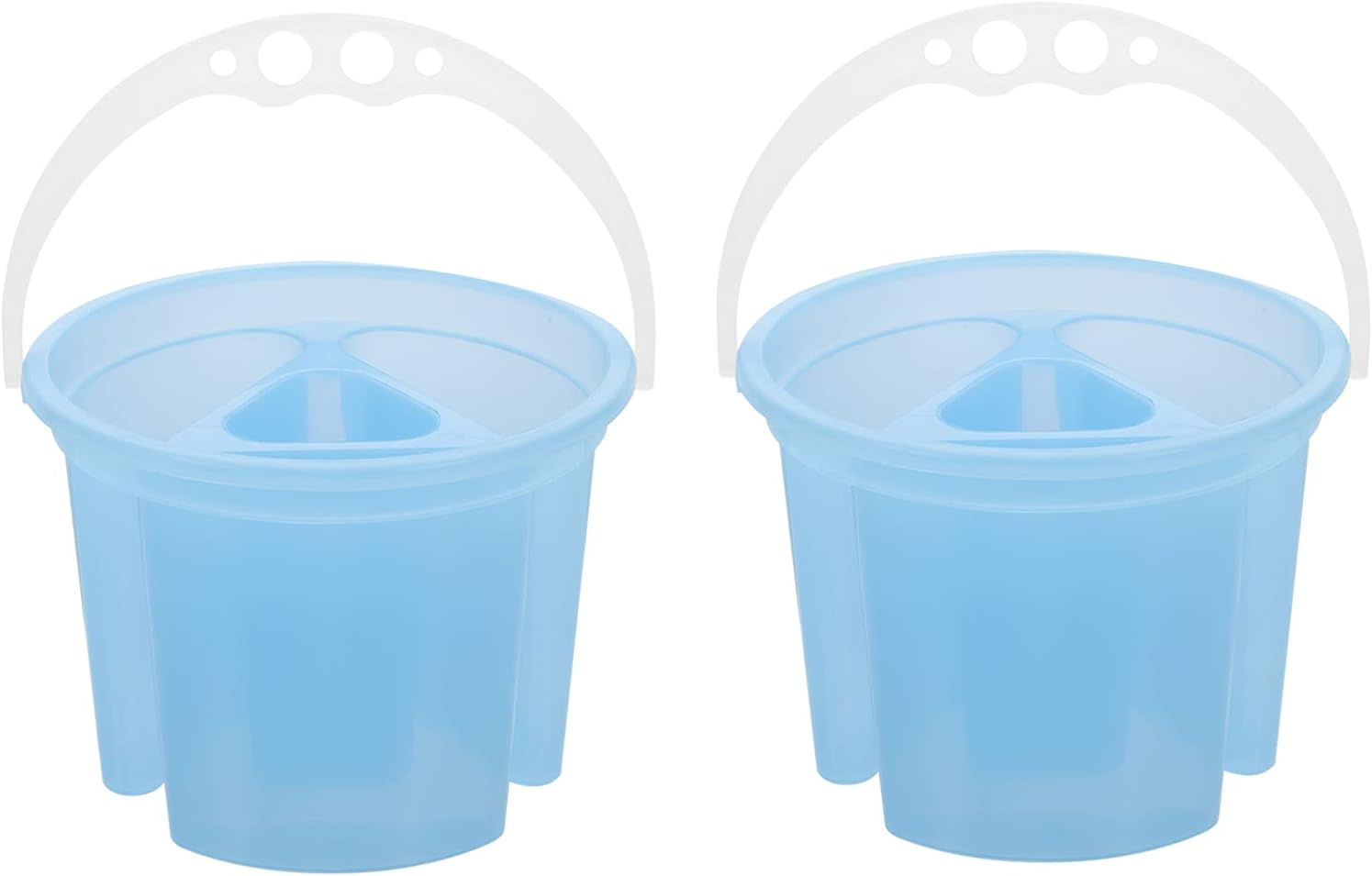 Ciieeo Artist Brush Basins 2-Pack Paint Brush Washer Buckets with Handle 6.02X6.02X4.52In Plastic Painting Water Containers for Oil and Watercolor Brushes
