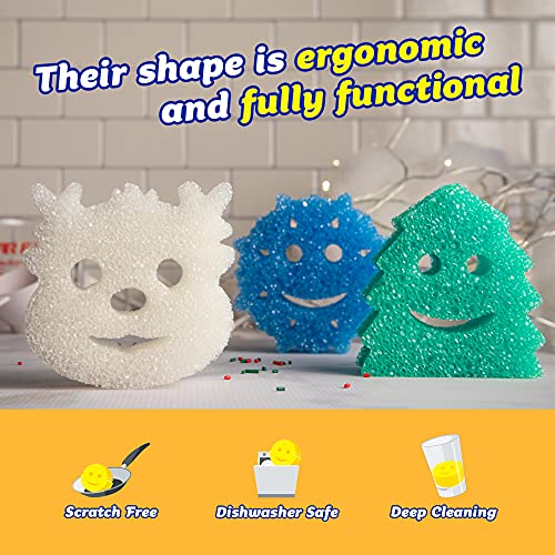Scrub Daddy Sponge Set - Winter Shapes - Non Scratch Scrubbers for Dishes and Home, Odor Resistant, Temperature Controlled, Soft in Warm Water, Firm in Cold, Deep Cleaning, Dishwasher Safe, 3ct - Thumbnail 3