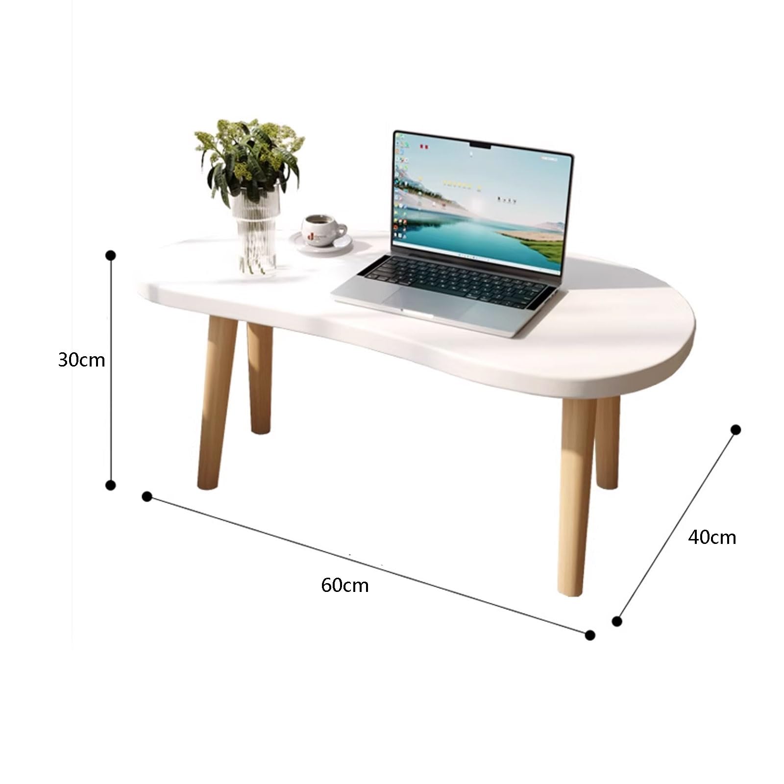 SDdPulse Tavolo da pavimento giapponese moderno e semplice, facile da montare, tavolo da tè per soggiorno, sala da pranzo, tè, decorazione per la casa, giallo, 60 x 40 x 30 cm