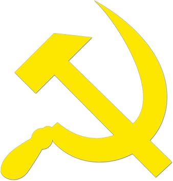 Hammer and Sickle Sticker Decal Die Cut - Yellow - 3.8" x 4"