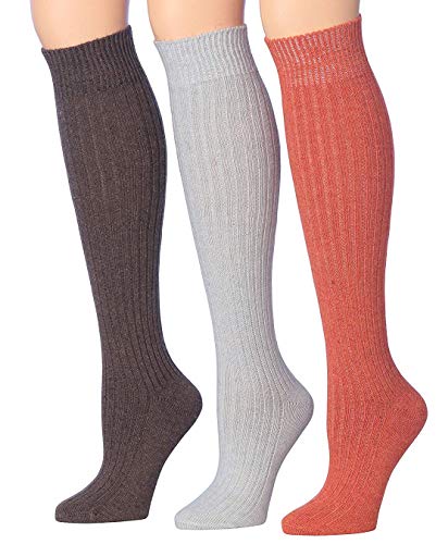 Image of Tipi Toe Women's 3 Pairs Ragg Marled Wool-Blend Boot Socks - Warm Ribbed Over the Calf /Knee High Socks for Winter Comfort