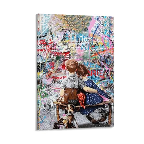 バンクシー ファッショングラフィティ タペストリー 素晴らしい絵画 ウォールアート キャンバス 印刷 画像 ポスター 壁の絵 壁掛け 壁飾り 誕生日ギフト ホーム装飾24x36inch(60x90cm)