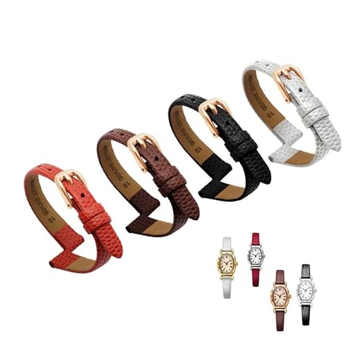 KAPPDE Pulseira feminina de couro genuíno 6mm 8mm 10mm 12mm lagartos pulseira de couro relógios de p