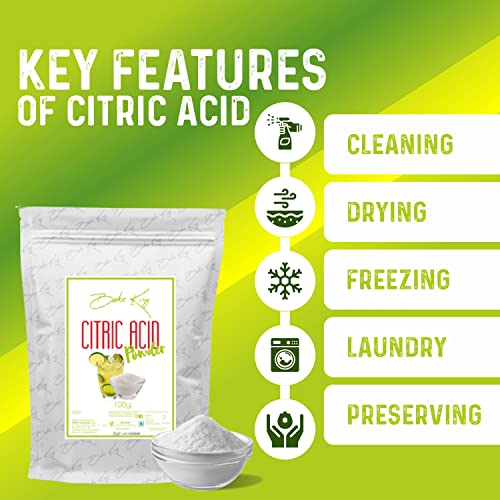 Image of BAKE KING Citric Acid Powder 100G, (CITRUS) Citric Acid for Cleaning Purpose, Citric Acid For Food And Bakery, Food Grade, Citric Acid Powder for Making Malai Peda, Jalebi, Poha Chivda, Dhokla etc