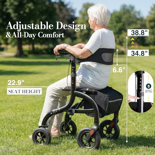 Image of Foldable Rollator Walkers for Seniors with Seat and Backrest