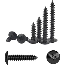 200Pcs M4 x 10mm Self Tapping Wood Screws Carbon Steel Mushroom Round Flanged Head Fasteners Drilling Screw Black