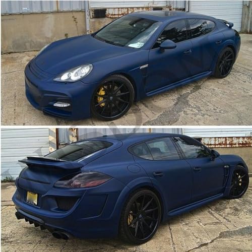 Image of WISDOM Navy Blue Matt Metallic Vehicle Wrap Vinyl Matt Finish Easy Apply Air-Release Weatherproof DIY Car & Motorcycle Wrap (Navy Blue MATT Metallic, 20 Inch X 17 Feet)