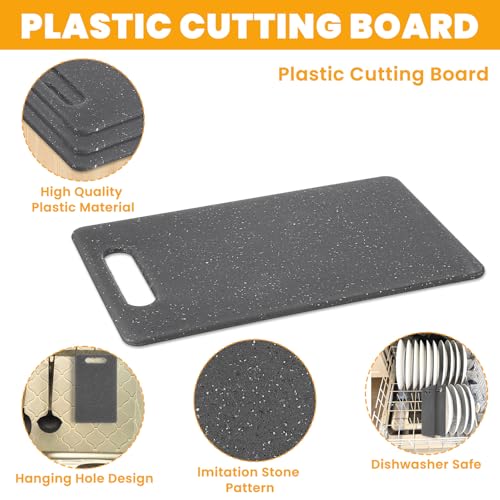 Mekueeex 6 Pcs Plastic Cutting Boards, Small Rectangular Cutting Board Set, Granite Color, Injection Molded Polypropylene (PP), 10 x 6 Inches, Dishwasher Safe, Space Saving, For Fruits by mekueeex - Image 4