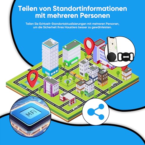Nasuanata Tracker Hund, Ohne ABO Positionstracker mit Silikonschale, Kein GPS Gerät zur Überwachung funktioniert mit Find My (nur iOS) (Schwarz)