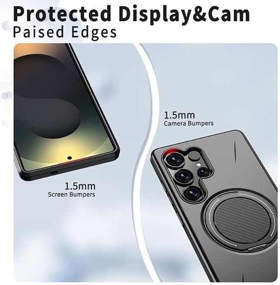 Rongep Samsung Galaxy S25 Ultra için Kılıf Mag-Forge 360° Döndürülebilir Yüzük Stantlı [MagSafe ile Uyumlu] S25 Ultra Koruyucu PC+TPU Hibrit Tasarımlı Güçlü Manyetikli Samsung S25 Ultra Kılıf (Siyah)
