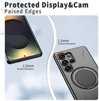 Rongep Samsung Galaxy S25 Ultra için Kılıf Mag-Forge 360° Döndürülebilir Yüzük Stantlı [MagSafe ile Uyumlu] S25 Ultra Koruyucu PC+TPU Hibrit Tasarımlı Güçlü Manyetikli Samsung S25 Ultra Kılıf (Siyah)