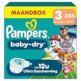 Pampers Baby-Dry Paw Patrol-editie Luiers, Maat 3, 234 Stuks, 6kg-10kg, Met Een Stop & Protect Pocket Om Lekken Aan De Achterkant Te Helpen Voorkomen