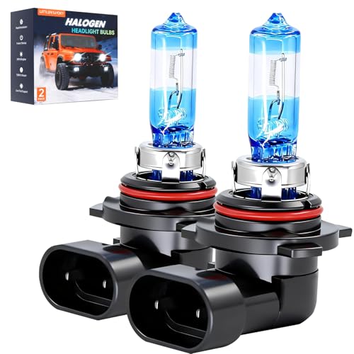 littlelucky 9012/HIR2 Halogen Bulbs 3800k Warm White Light 300% Brighter High Performance 12V/55w Halogen Light for High/Low Beam Replacement Bulb 1200H Lifespan Plug&Play 2 Pack