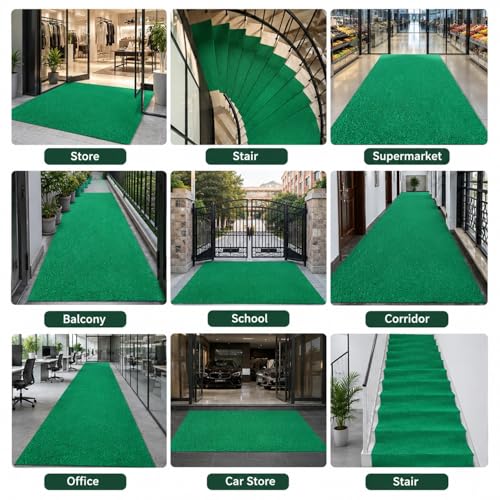 Image of TIB Cushion Noodle Mat for Home Entrance | Heavy Duty Anti-Slip Washable PVC Floor Mat for Bathroom, Kitchen, Bedroom & Office | Water Absorbent Indoor Outdoor Door Mat,Green,4x11 Feet
