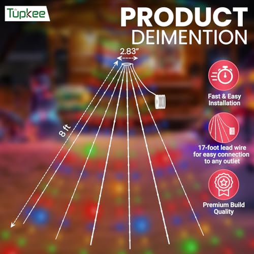 Luces de árbol de Navidad cascada LED multicolor para decorar sin enredos 4