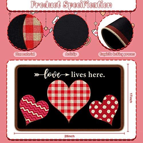 Valentine's Day Doormat Heart Pattern Entrance Mat Bathroom Rugs Non Slip Washable Welcome Mats For Indoor Outdoor Decoration, 28 X 17 Inch #TOP1
