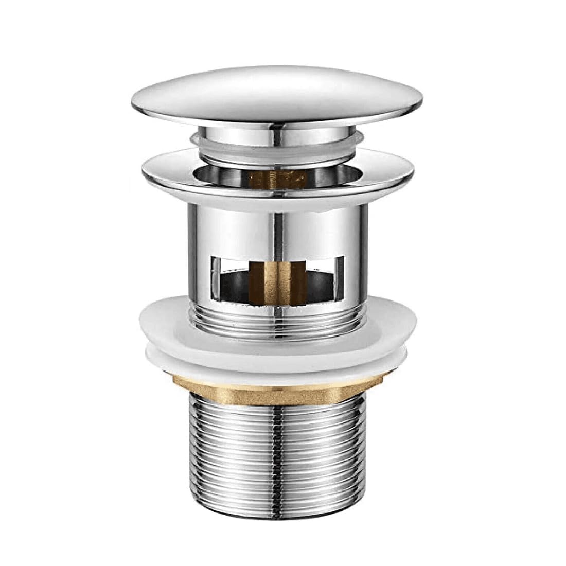 FiTspi Basin Sink Waste Slotted Pop Up Click Clack Sprung Plug with Overflow for Bathroom Washbasin Sink Basin Seals