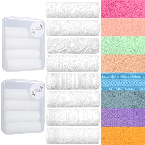 8 Pcs Polymer Clay Texture Rollers for Jewelry Making