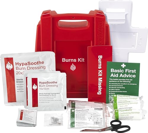 Safety First Aid Group Evolution Plus HypaSoothe Emergency Burns First Aid Kit Medium with Burns Gels and Dressings - - for Home Workplace Workshop Catering environments