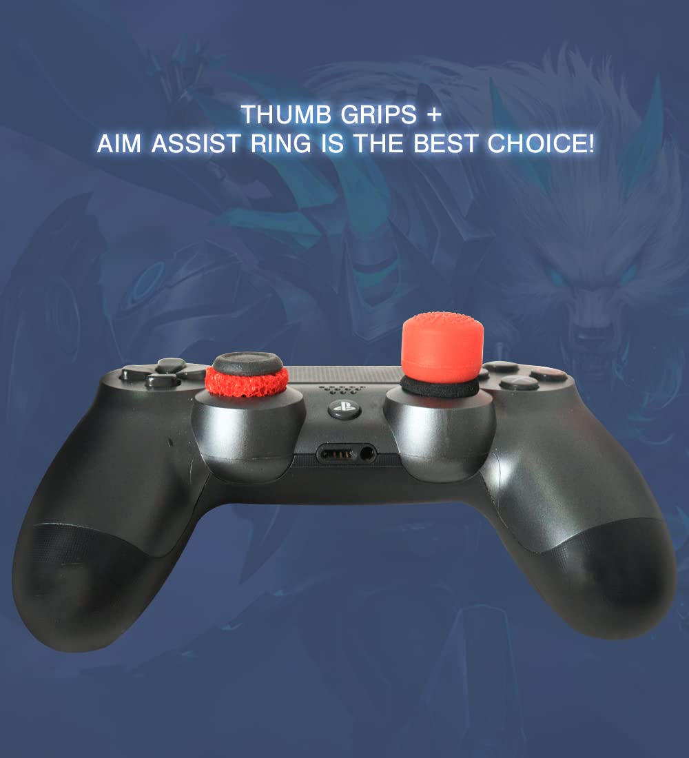 Amazon.com: Precision Rings Aim Assist Motion Control Ring(6pc) – Thumb  Grips (8pc) Rubber Analog Stick Grips（Black and RED） for PS5, PS4, Switch  Pro & Scuf Controller : Video Games