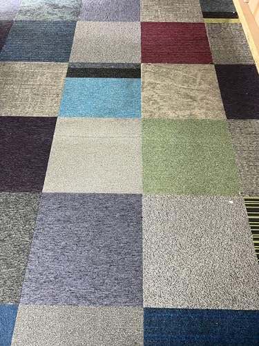 20 x Random Patchwork Carpet Tiles 50x50cm 5 SQM Heavy Duty Commercial Garage Porch Office Shed Conservatory Home Hardwearing Anti-Slip Floor Covering Premium Flooring Rugs Floor Tiles - 5