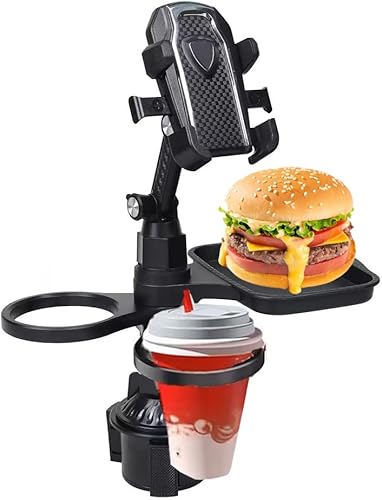 Bandeja de mesa de coche 4 en 1, soporte para teléfono celular, bandeja para portavasos de automóvil, bandeja de rotación de 360 para automóvil,