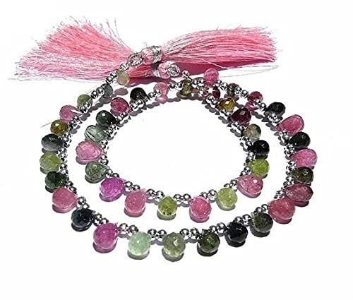 Multi tourmaline pierres naturelles facettées briolettes gouttes pour création bijoux - 2