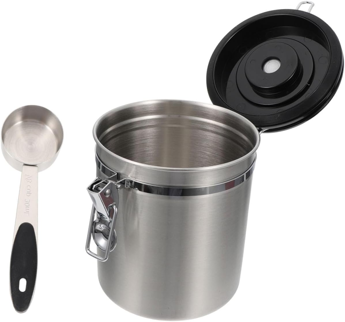 Cabilock Airtight Sealed Cat Food Storage Canister 1.8l Stainless Steel with Steel Spoon Animal Treat Storage Container for Cat and Dog Food
