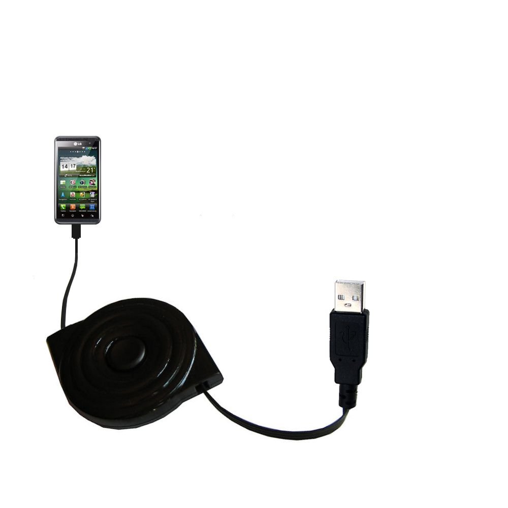 USB Power Port Ready Retractable USB Charge USB Cable Wired specifically for The LG Optimus Two and uses TipExchange