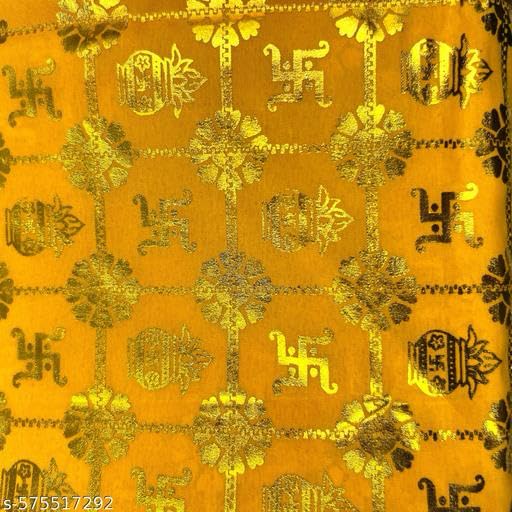 Pooja Cloth for Mandir, Satin Pooja Cloth, Decoration Clothe for Temple, Mandir Ka Kapda, Red Cloth for Puja, Orange Pooja Clothe, 1 Meter Pooja Cloth (Yellow DS-1, 1 Meter)-image-38