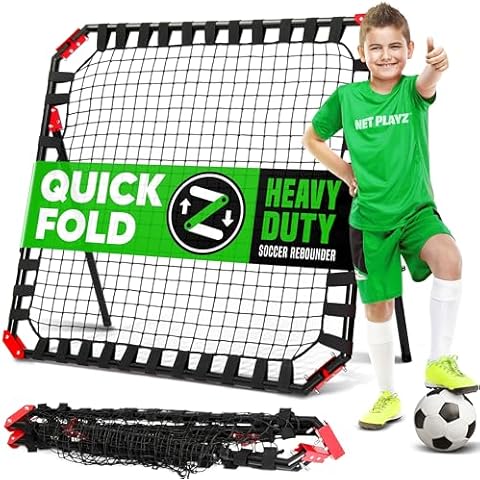 Portable Soccer Rebounder, 4 Ft x 4 Ft, Easy Set Up, Sturdy Metal Tube, with Quick Folding Design, No Assembly Needed, Multi Angle Adjustment, Carry Bag Included Cover