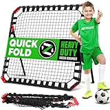 Portable Soccer Rebounder, 4 Ft x 4 Ft, Easy Set Up, Sturdy Metal Tube, with Quick Folding Design, No Assembly Needed, Multi Angle Adjustment, Carry Bag Included