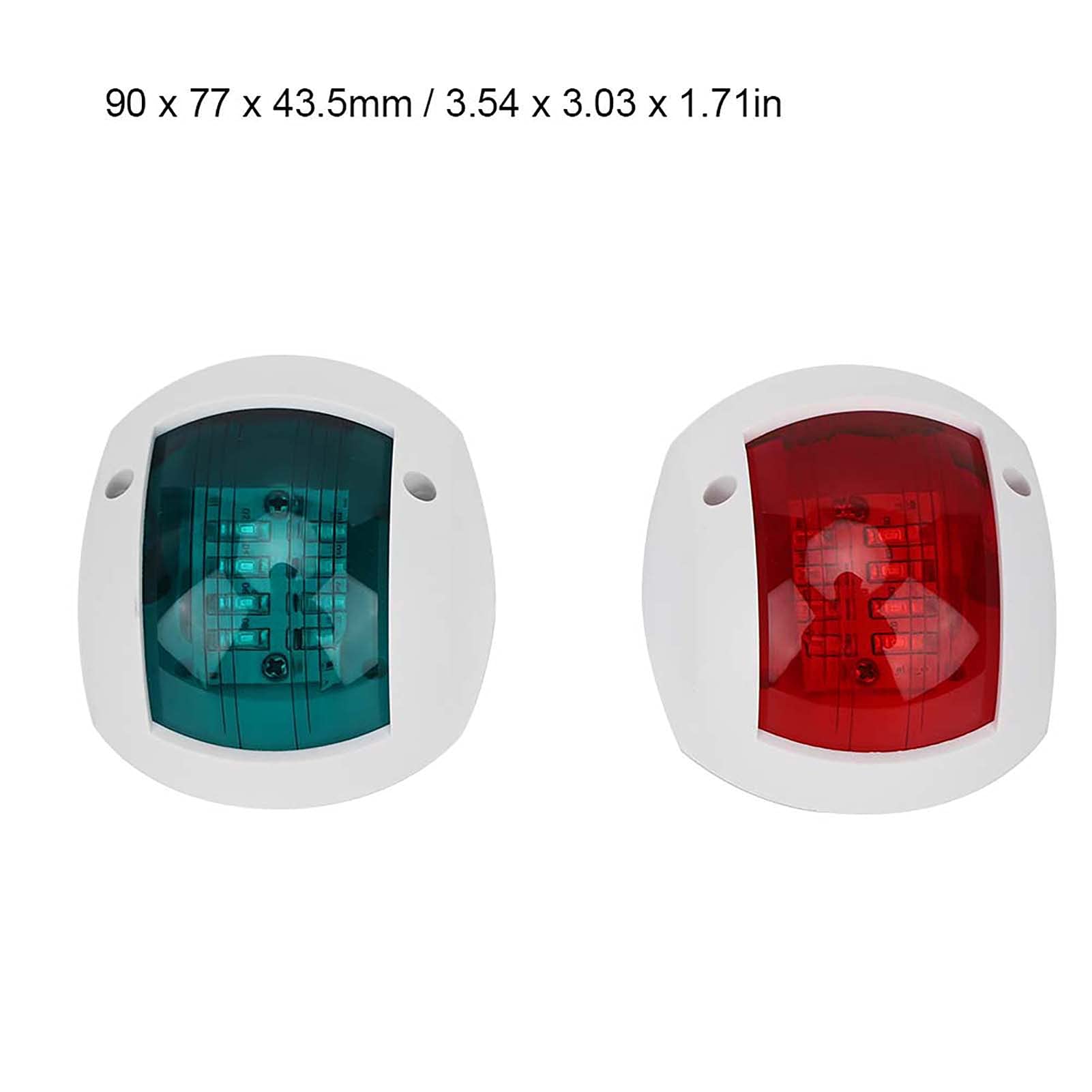 Yosoo Health Gear Luce Laterale per Barca, Luce di Segnalazione di Navigazione, Coppia di Luci di Segnalazione Luce di Navigazione per Barche Impermeabile a LED Verde Rosso Sferico DC12V-24V 3W