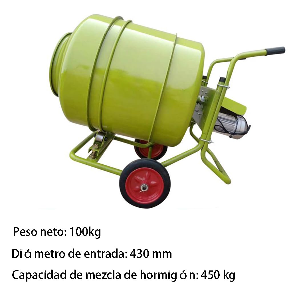 Hormigonera eléctrica multiusos de 150 a 500 kg, pequeña mezcladora de construcción para mortero, cemento y estuco, resistente, capacidad de carga de 450 kg