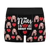 Custom Boxer, Personalized Photo Printed Face Underwear I'm Nuts About You Novelty Men's Boxer Briefs Shorts Underpants for Wedding Anniversary Valentine's Day M