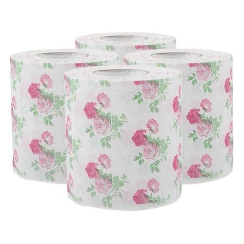 Baluue Colored Toilet Paper Roll Floral Print Soft Bathroom Tissue for Home Party and Travel Use 4 Rolls